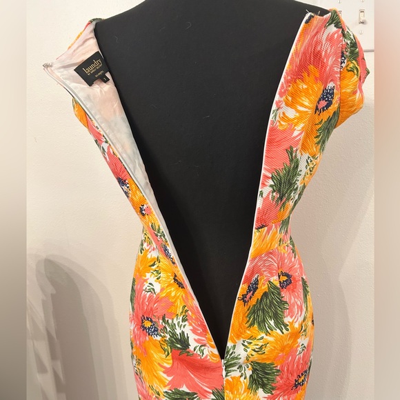Laundry by Shelli Segal Orange Pink Floral Cap Sleeve Cocktail‎ Dress Sz 2 - Picture 4 of 12